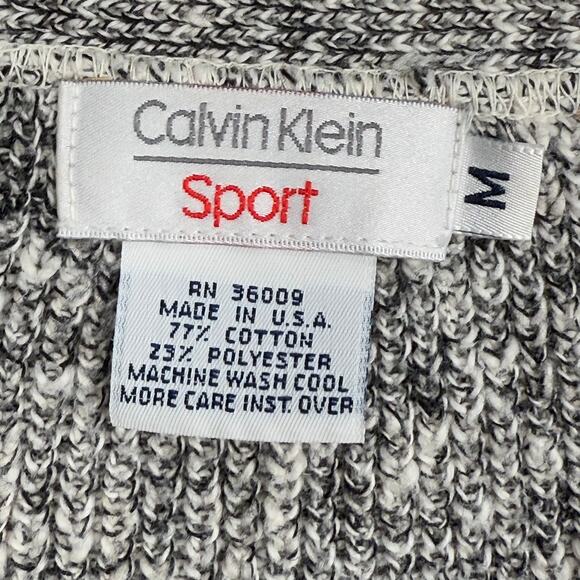 Vintage 90s Calvin Klein Gray Oversize Cardigan Sweater Preppy Academia Sporty M - Picture 4 of 7